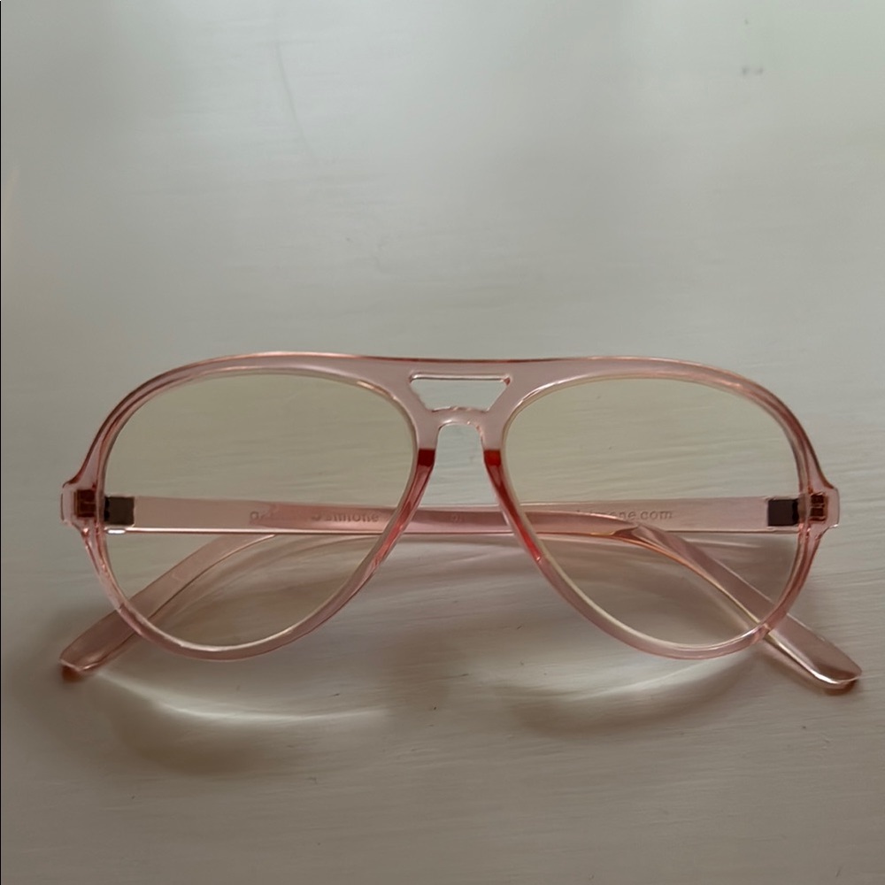 Kids Pink Transparent Aviator Sunglasses